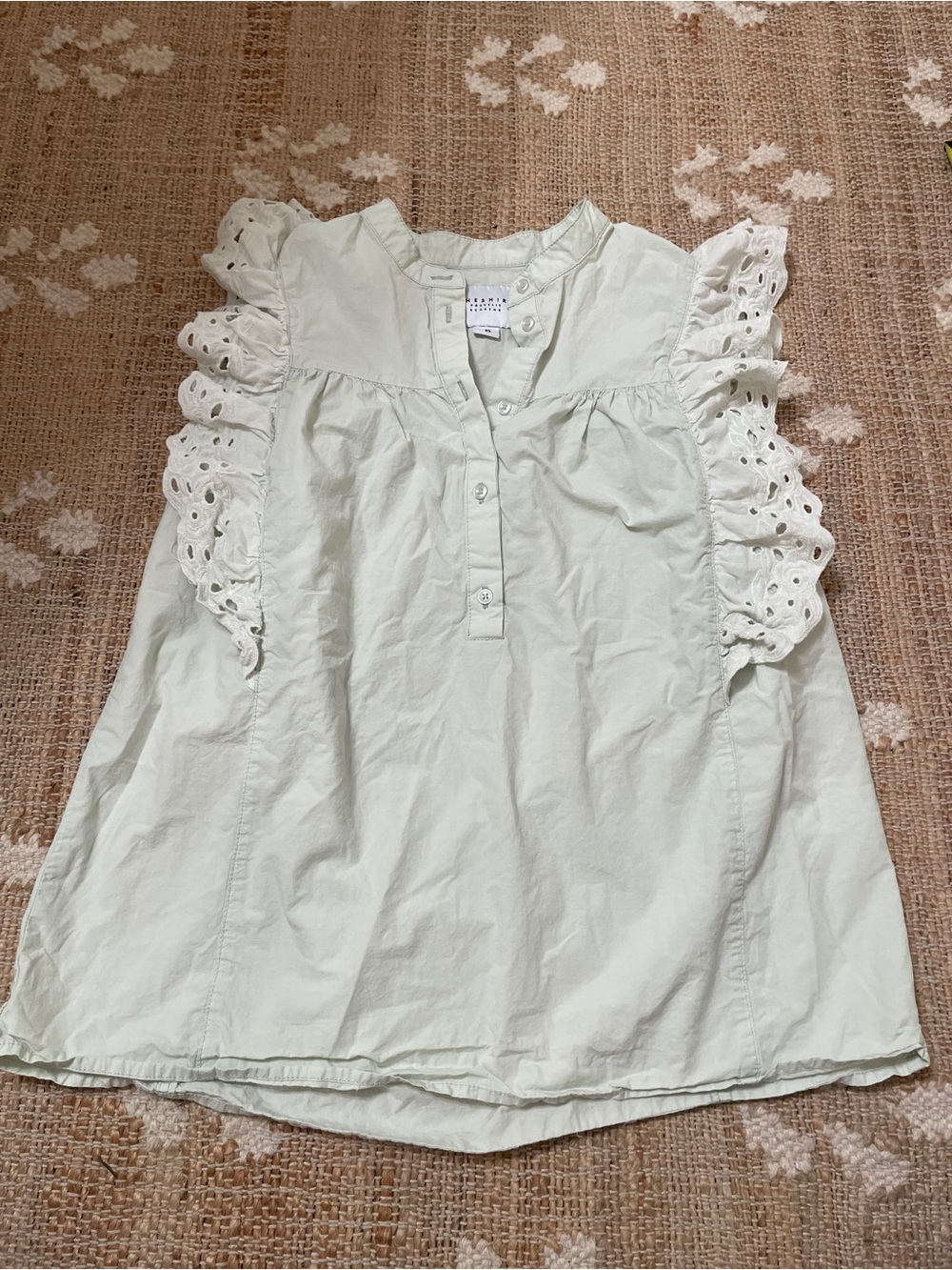 Light Green The Shirt by Rochelle Behrens sleeveless scarlett shirt Eyelet XS